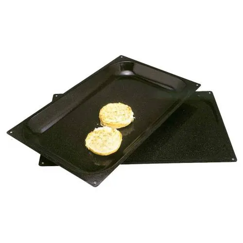 Baking tray enamelled - 535 mm x 325 mm x 10 mm (black) — commercial catering equipment from ALUS CATERING