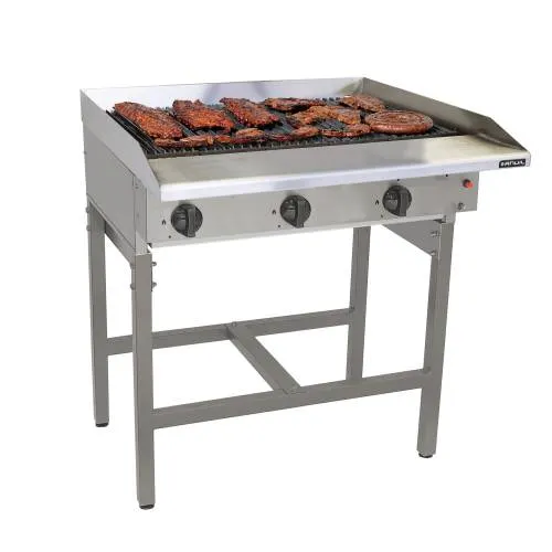 Gas griller anvil - 6 burner radiant - free standing — commercial catering equipment from ALUS CATERING