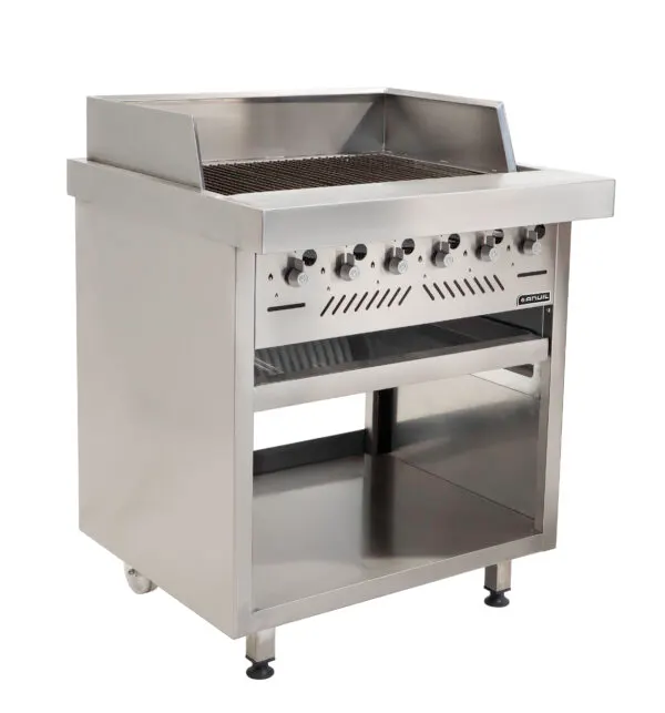 Gas griller anvil - 6 burner radiant - free standing — commercial catering equipment from ALUS CATERING