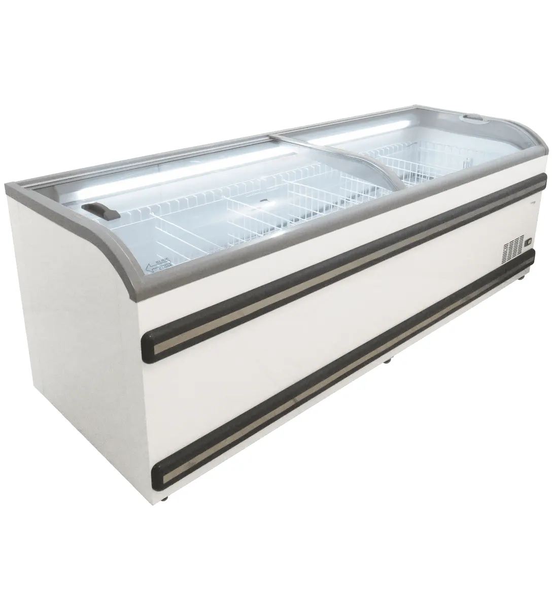 Glass top island display freezer - 1113 lt (2500 mm) — commercial catering equipment from ALUS CATERING