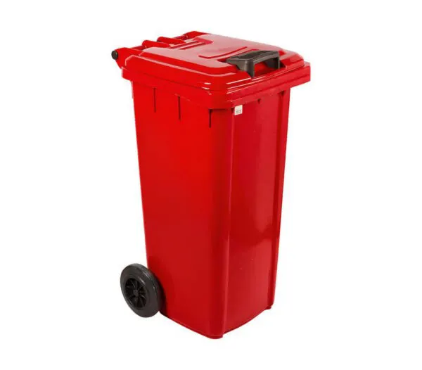 Mobile refuse bin 120 lt (red) tin cans — commercial catering equipment from ALUS CATERING