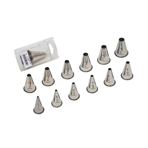 Nozzle set s/steel - plain 12 piece — commercial catering equipment from ALUS CATERING