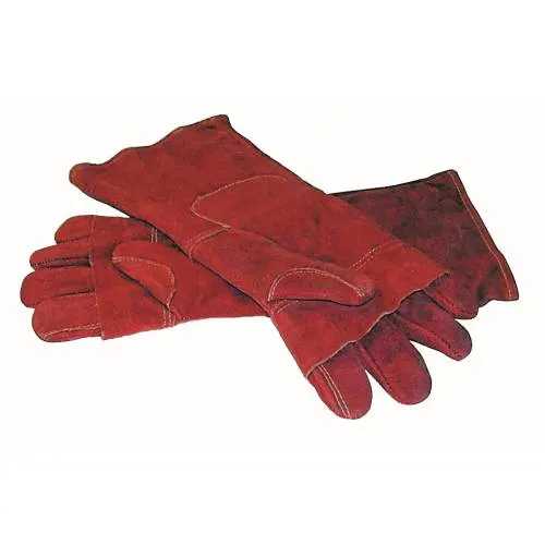 Oven mitt - (red) leather 400 mm pair — commercial catering equipment from ALUS CATERING