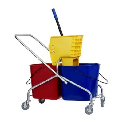 Plastic double bucket & wringer 2 x 25 lt( plastic frame) — commercial catering equipment from ALUS CATERING
