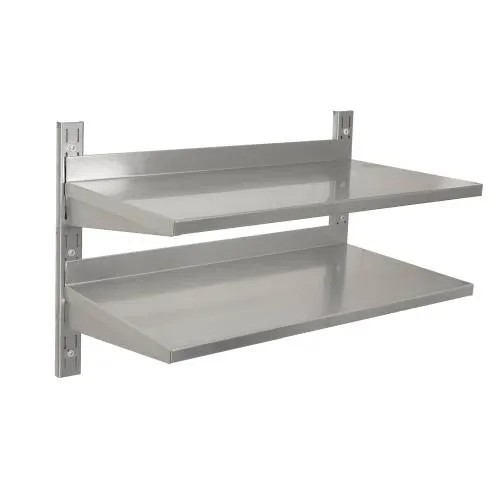 S/steel wall shelving double (600 x 300 mm) — commercial catering equipment from ALUS CATERING