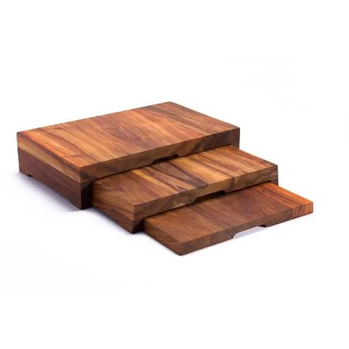 Wood three tier riser display (400 x 250 x 90 mm - complete) — commercial catering equipment from ALUS CATERING