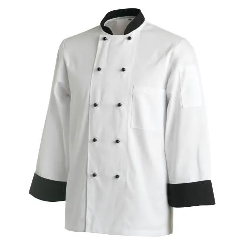 CHEF UNIFORM BASIC LONG - WHITE/BLACK